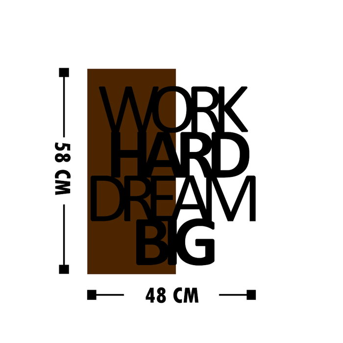 Wallity Work Hard Dream Big Escultura de pared en Nogal y Negro